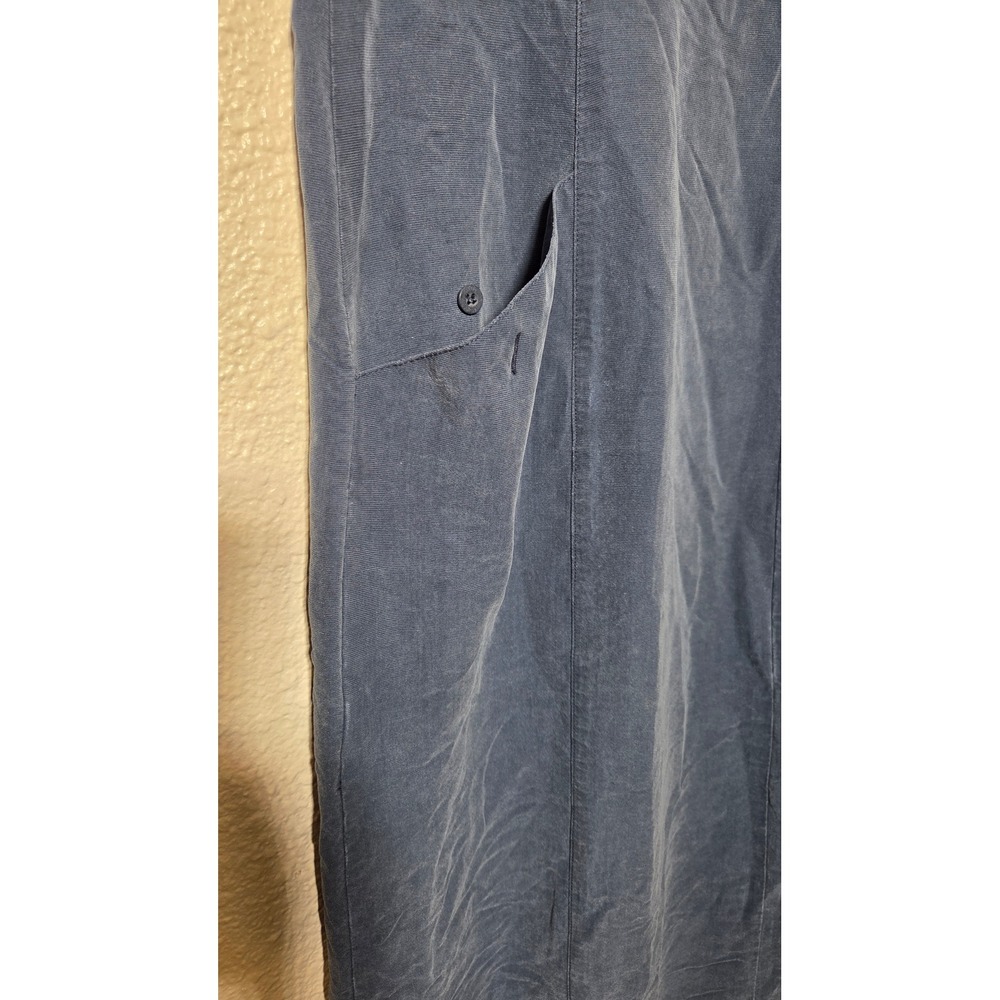 REI Blue Rayon Linen Blend Sleeveless Maxi Dress L Pockets Travel Resort Casual - Picture 7 of 9